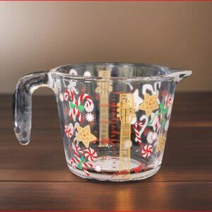 Dolly Parton Christmas Peppermint & Guitar Design 2 Cup Glass Measuring Cup